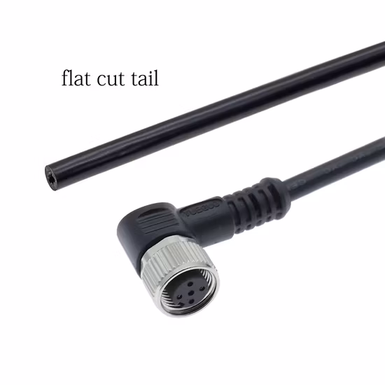 5-Core Black 90 Degree Elbow Round Waterproof M12 Connector