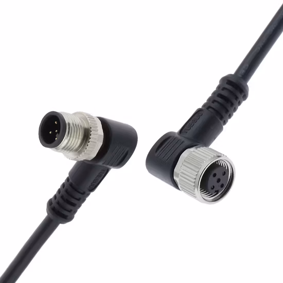 5-Core Black 90 Degree Elbow Round Waterproof M12 Connector